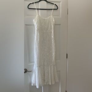 Red Dress Boutique Champagne Kisses White Sequin Midi Bridal Dress